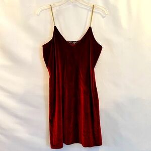 BooHoo Velvet Slip Dress, Red, Size 10